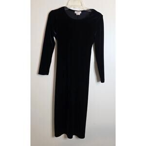 Vintage My Michelle Velvet Maxi Dress Navy Long Sleeve Girl's Size 14 Tieback